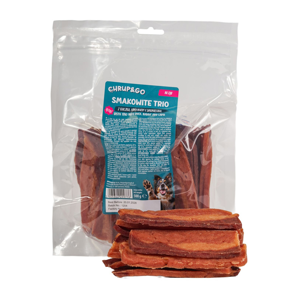 CHRUP&GO Smakowite Trio Kaczka Królik Jagnięcina 500g Przysmak dla Psów